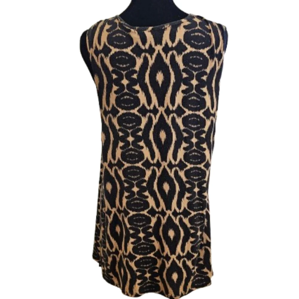 Alona Rose Long Black and Tan Print Vest